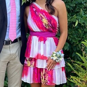 Vibrant One-Shoulder Floral Dress